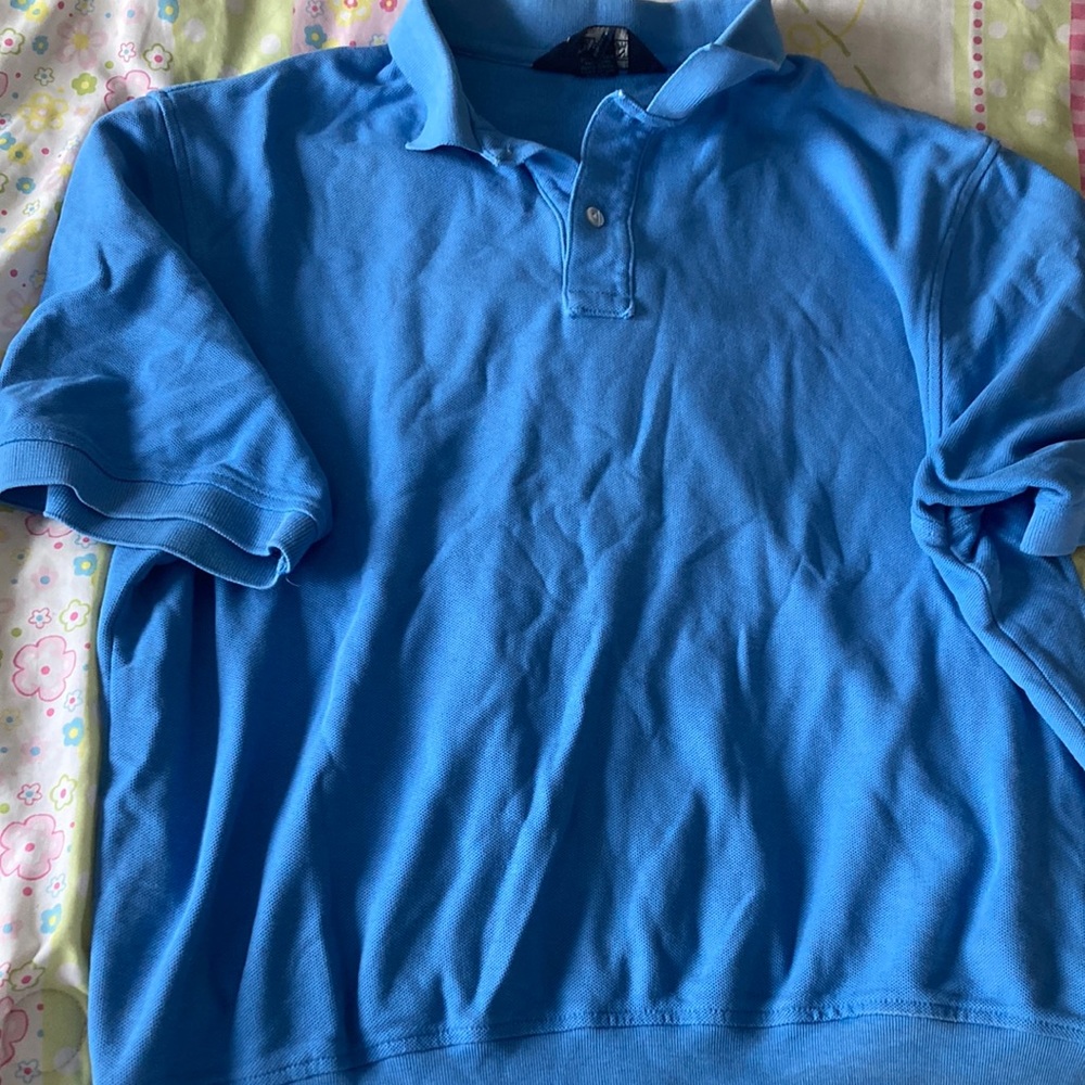 sky blue collared loose polo top